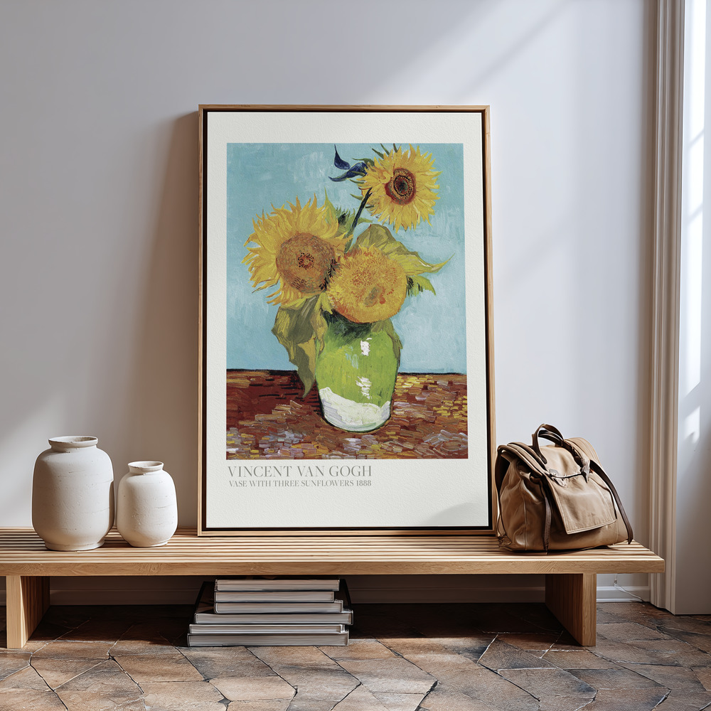 Canvas print - Vase With Three Sunflowers in guest room