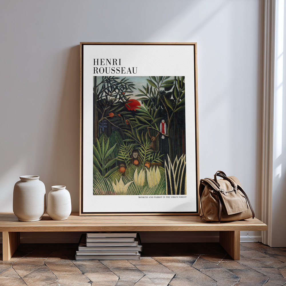Stampe su tela - Monkeys And Parrot In The Virgin Forest in guest room