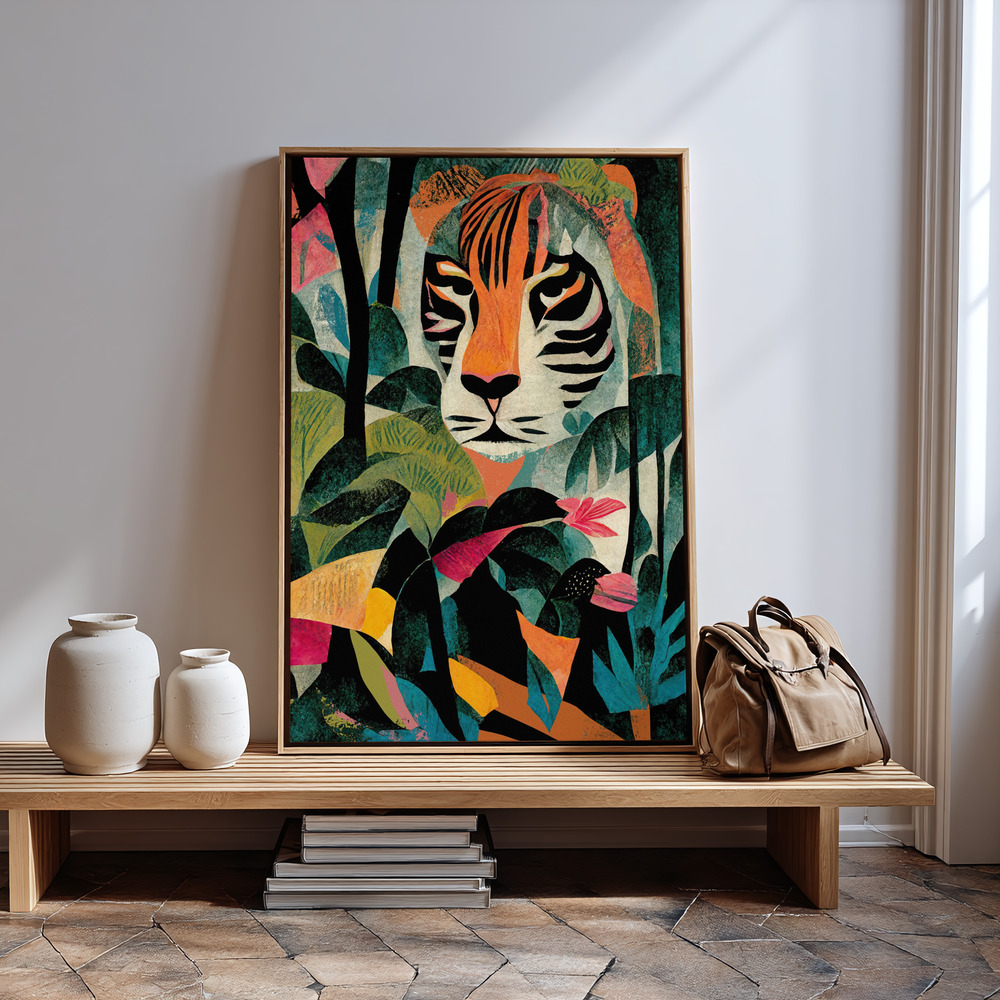 Canvas schilderi - Jungle Tiger in guest room