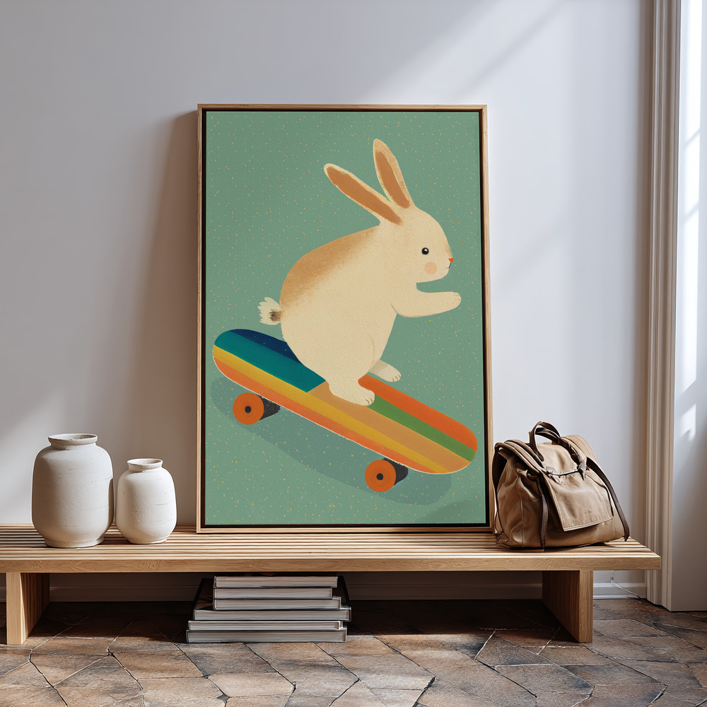 Canvas print - Bunny On Skateboard in guest room