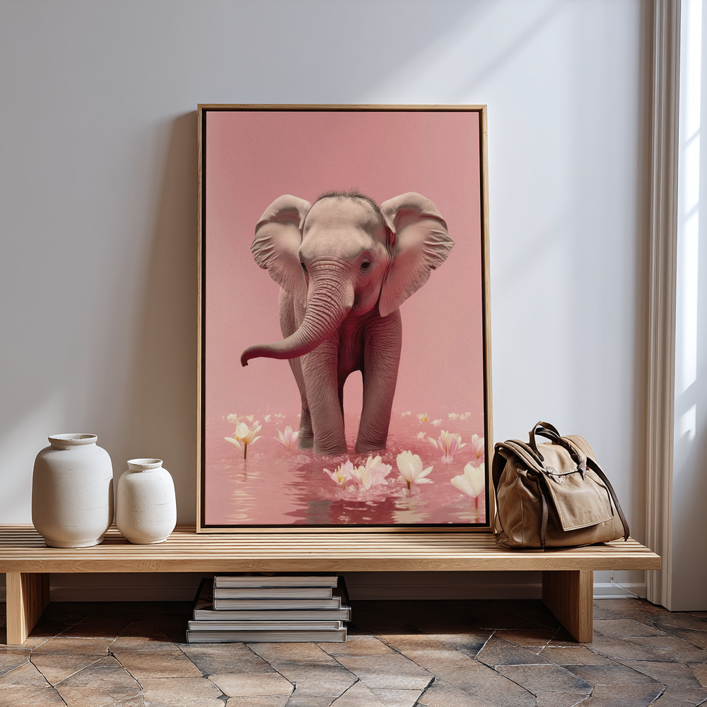 Lienzo - Young Elephant junto a la entrada