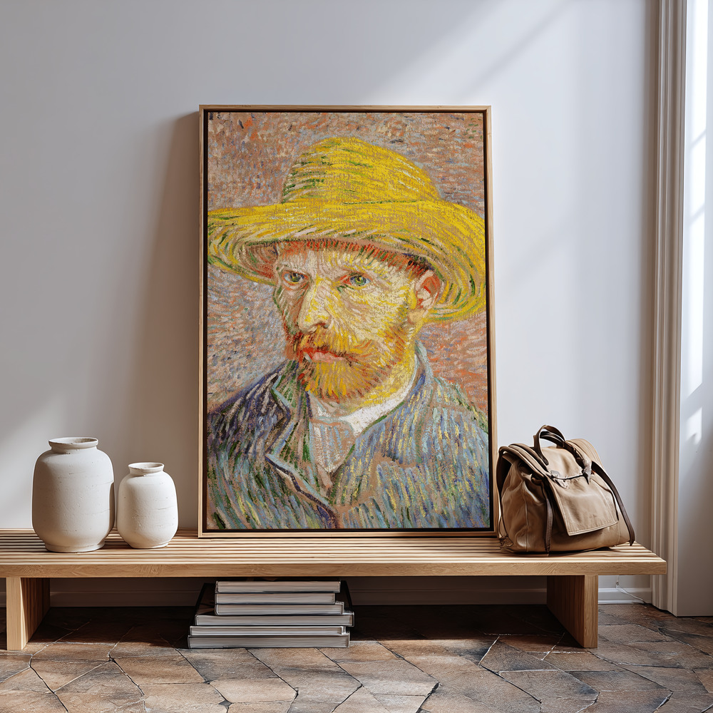 Toile - Self Portrait With Straw Hat à l'entrée