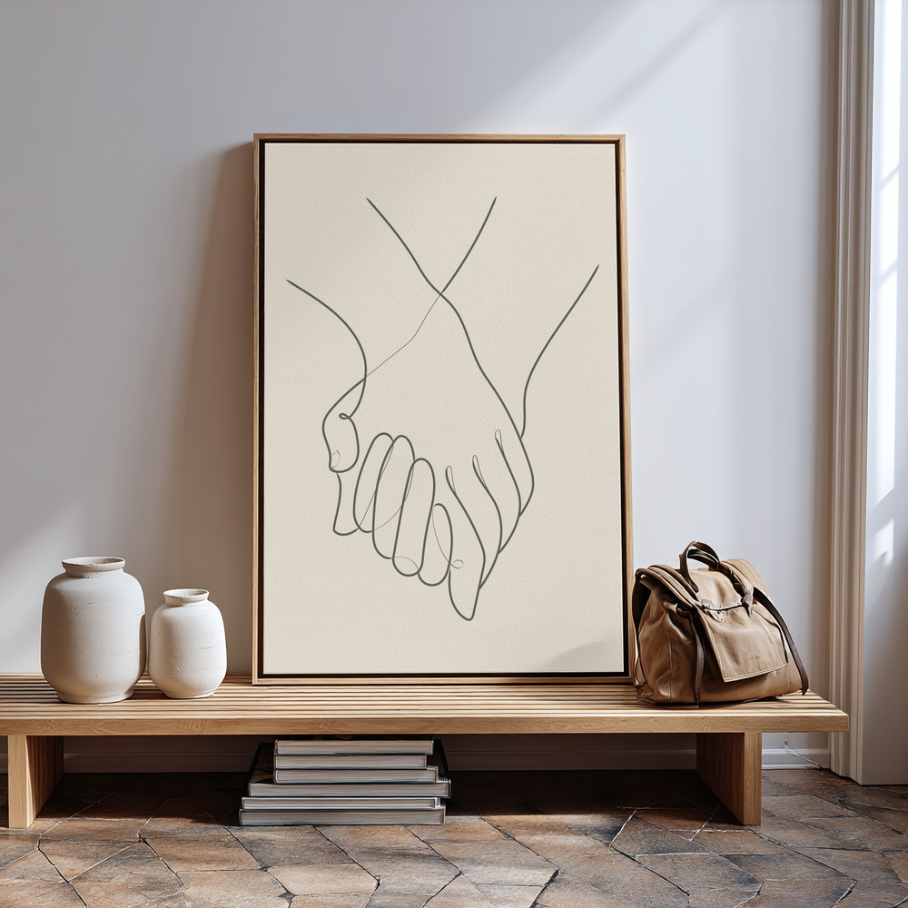 Canvas schilderi - Holding Hands Green bij de ingang