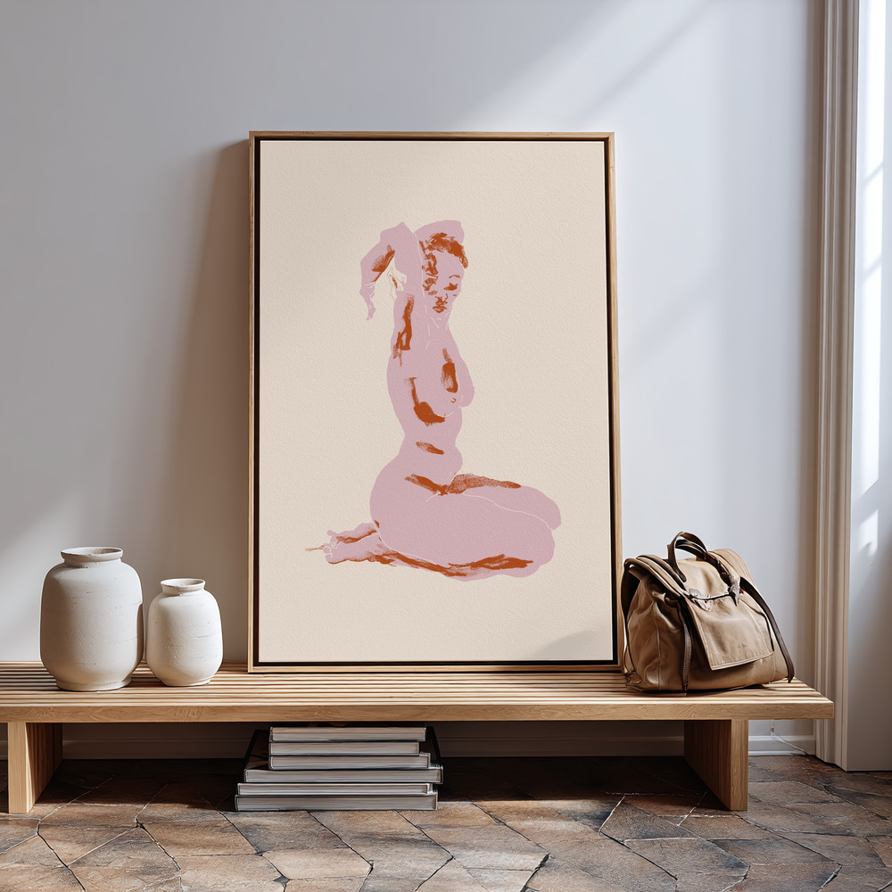 Lærred - Nude, Arms Folded Over Her Head in guest room