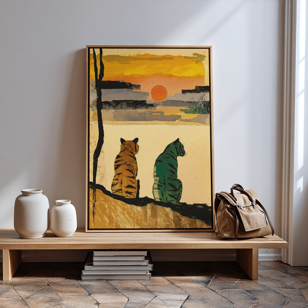 Canvas print - Resting Tigers in guest room