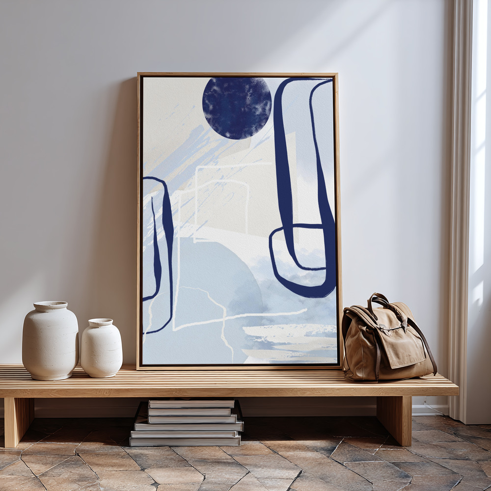 Stampe su tela - Lines of Blue-3 in guest room