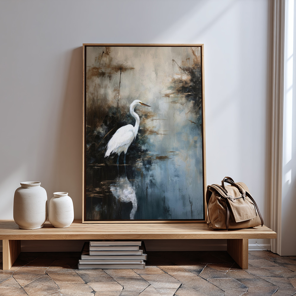Canvas print - Egret in Lake in guest room