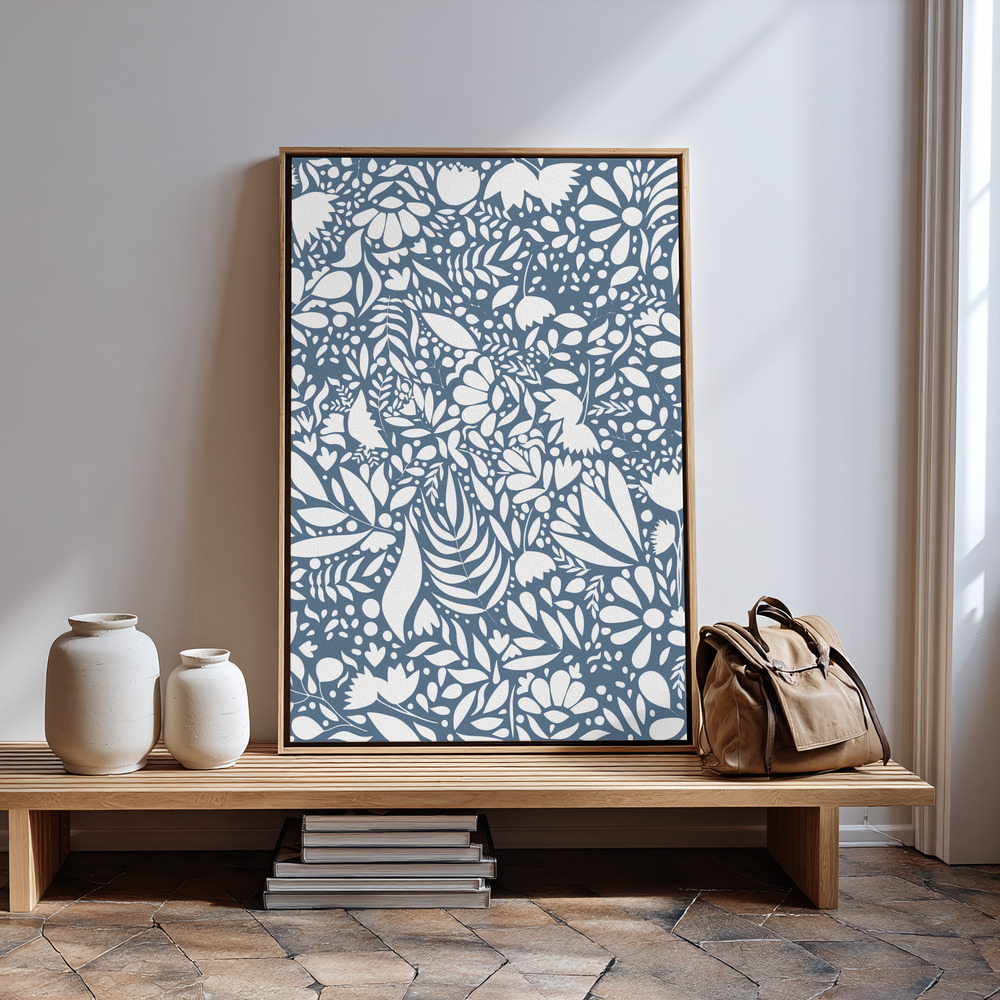 Canvas print - Scandi blue white pattern 1 in guest room