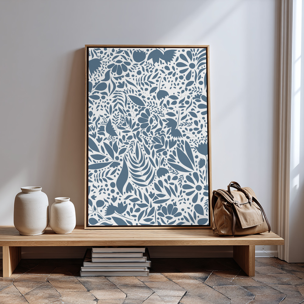 Canvas print - Scandi blue white pattern 2 in guest room