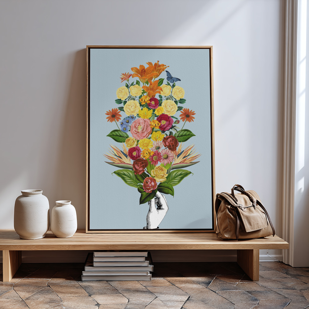 Canvas print - Botanical blue bouquet in guest room
