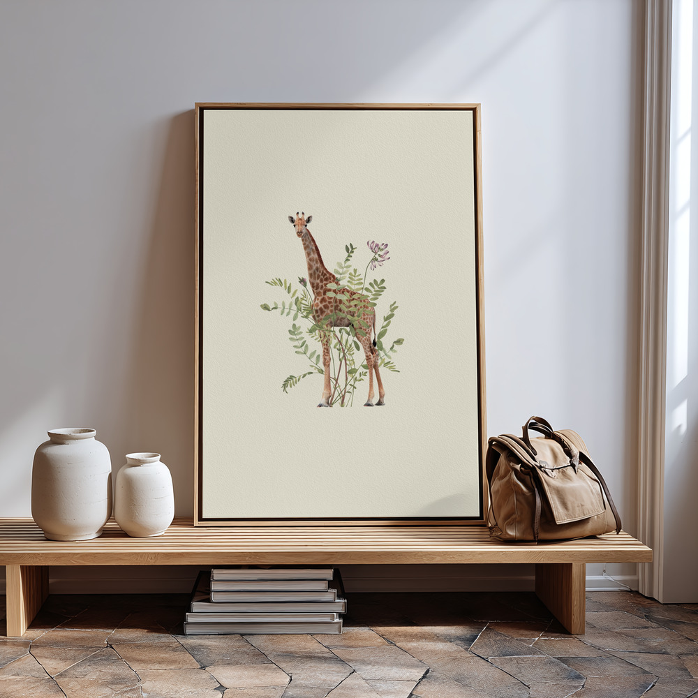 Canvas print - Floral giraffe in guest room