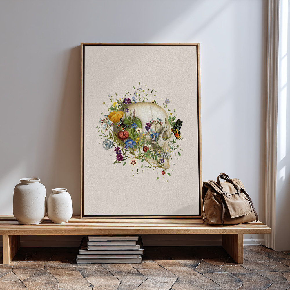Canvas print - Floral skull in guest room