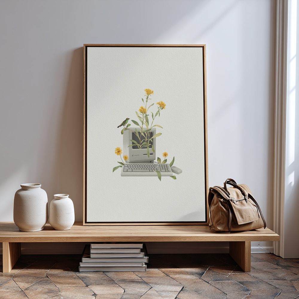 Canvas print - Floral vintage computer in guest room