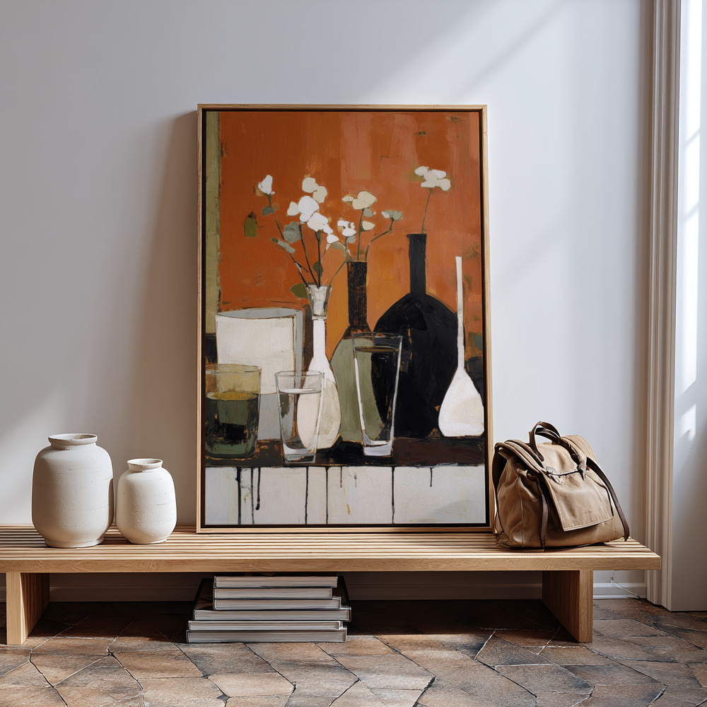 Canvas print - Stilllife With Glasses And Bottles in guest room