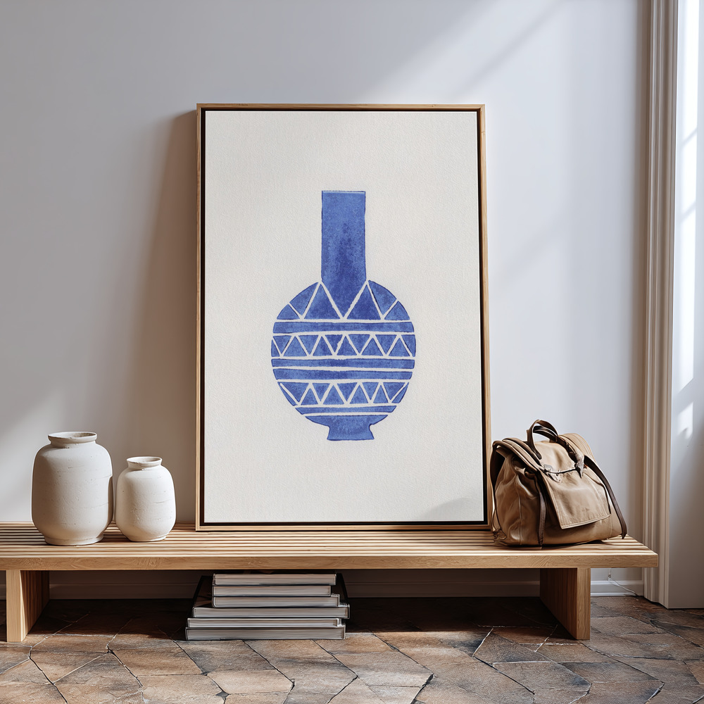 Canvas print - Linocut Vase #8 in guest room