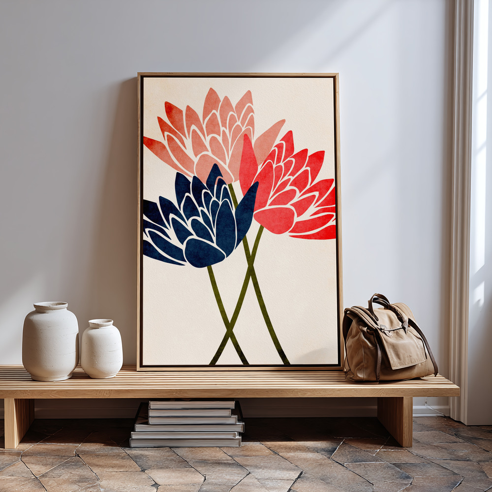 Canvas schilderi - Three Dancing Blossoms bij de ingang