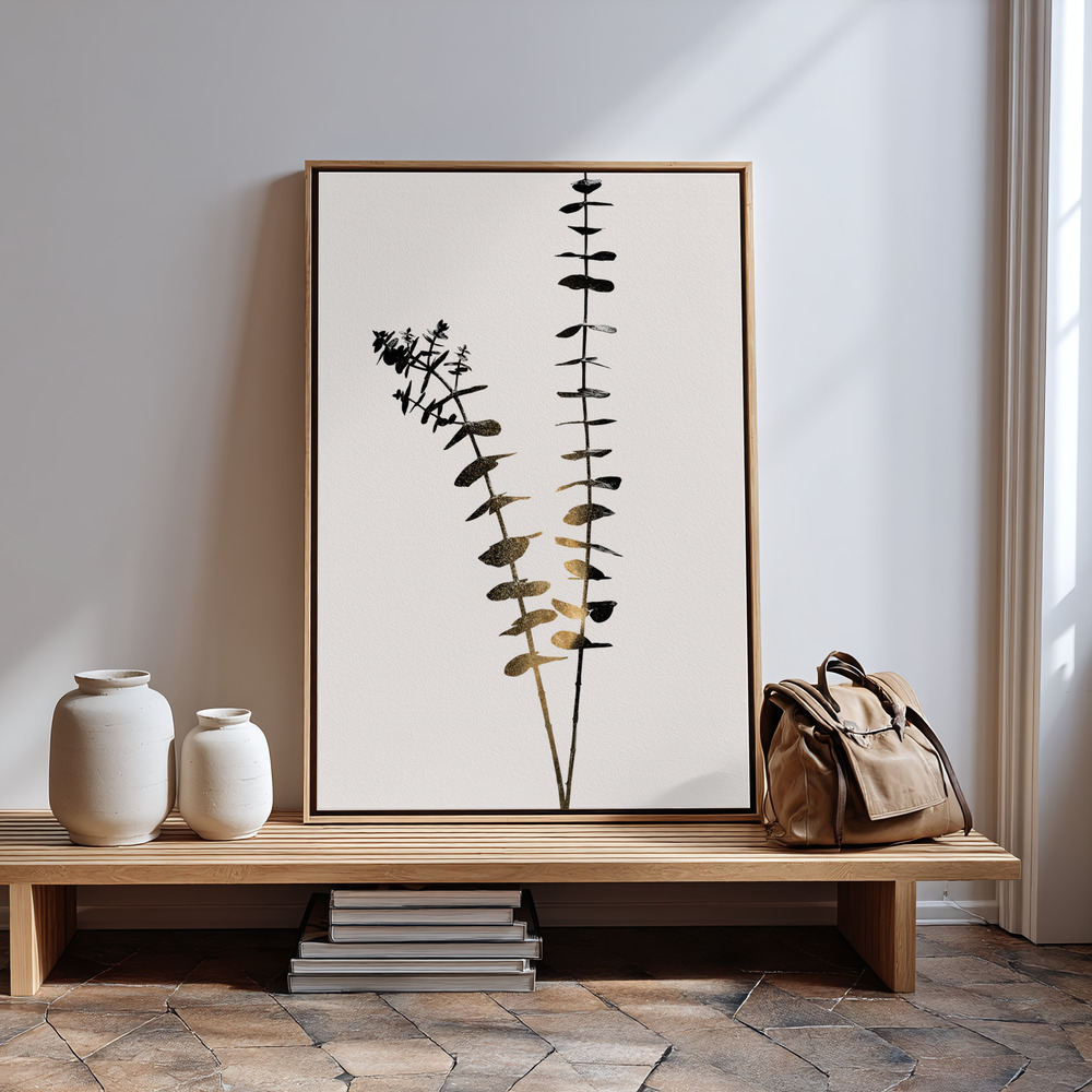 Canvas print - Eucalyptus Dark Gold in guest room