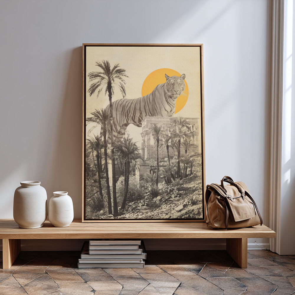 Canvas print - Giant Tiger In Ruins in guest room