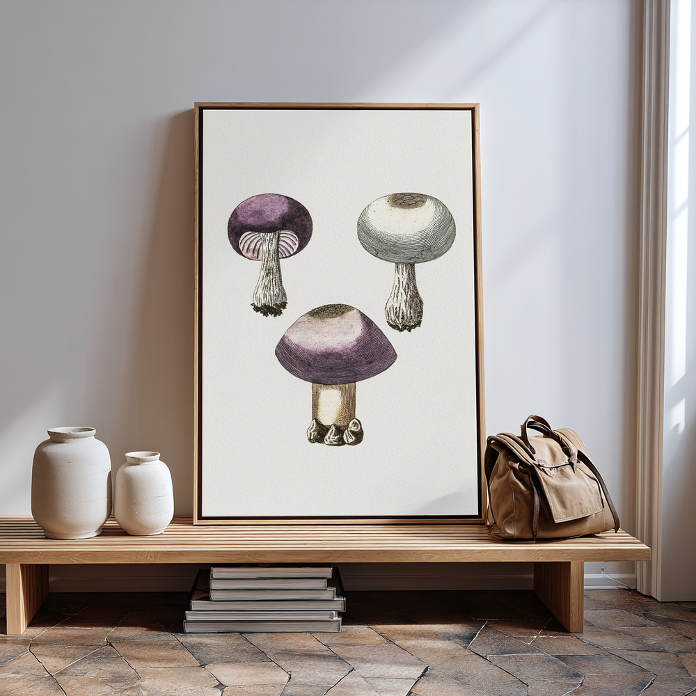 Canvas print - Hand Darwn Violet Webcap Mushroom by the entrance