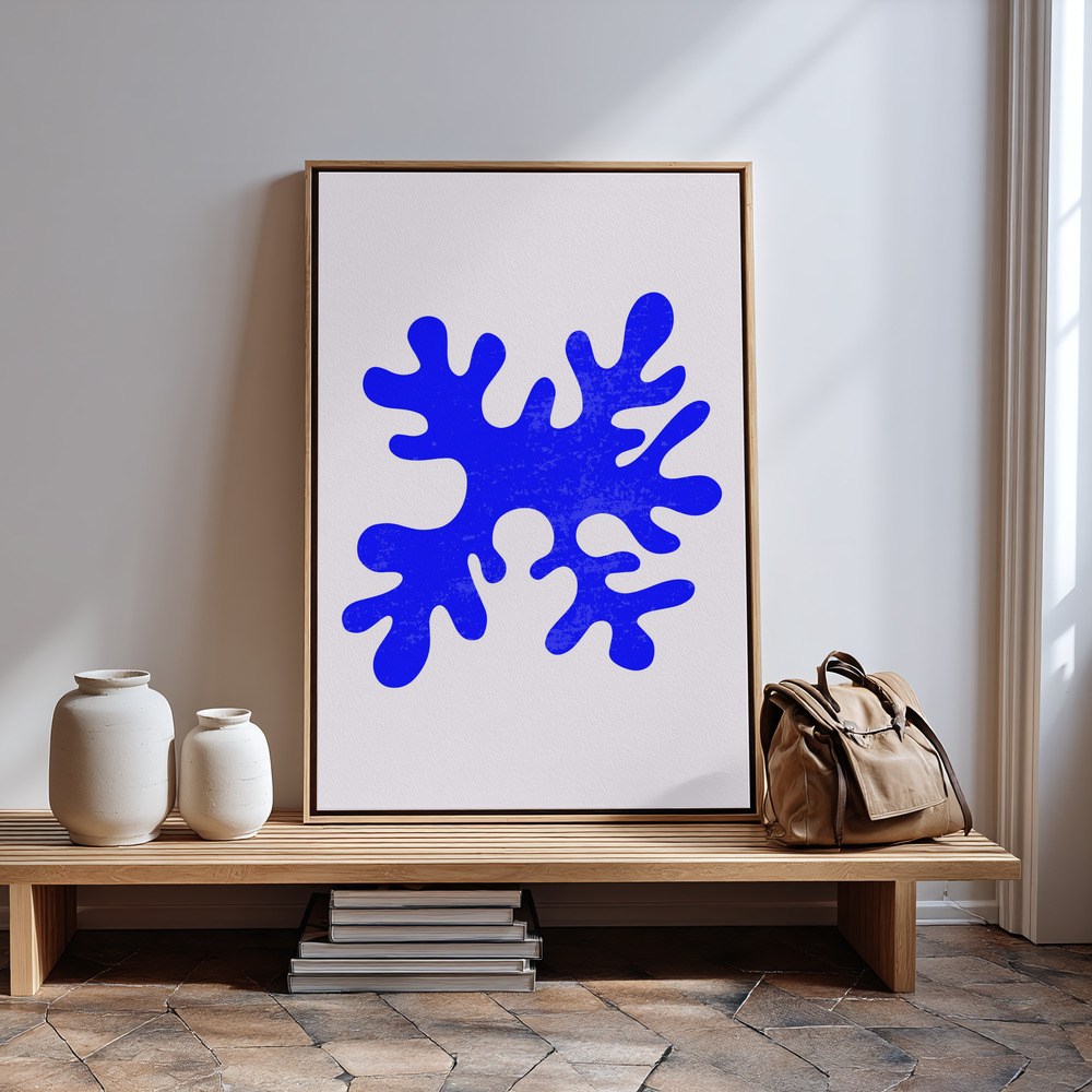 Leinwandbild - Abstract Blue Algae in guest room