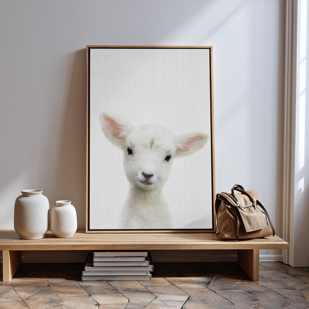 Canvas print - Peekaboo Baby Sheep in guest room