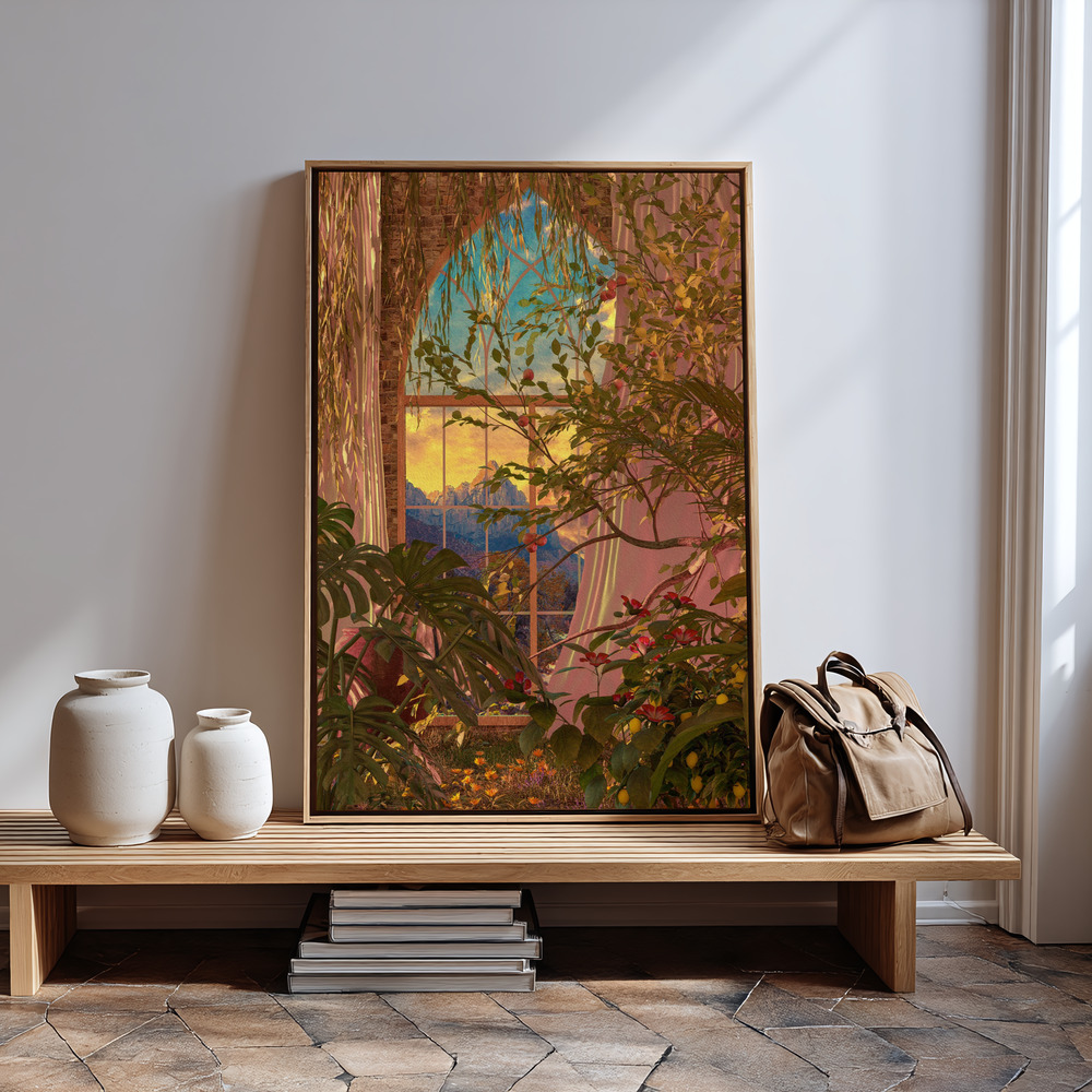 Canvas print - Window to the Enchanted Garden in guest room