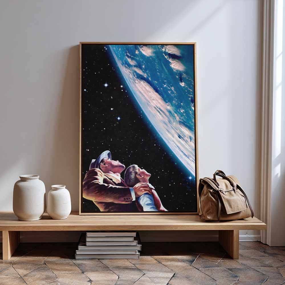Canvas schilderi - Father and Son bij de ingang