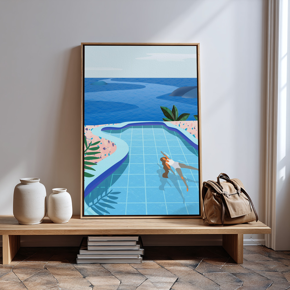Obraz na płótnie - Girl in Pool przy wejściu