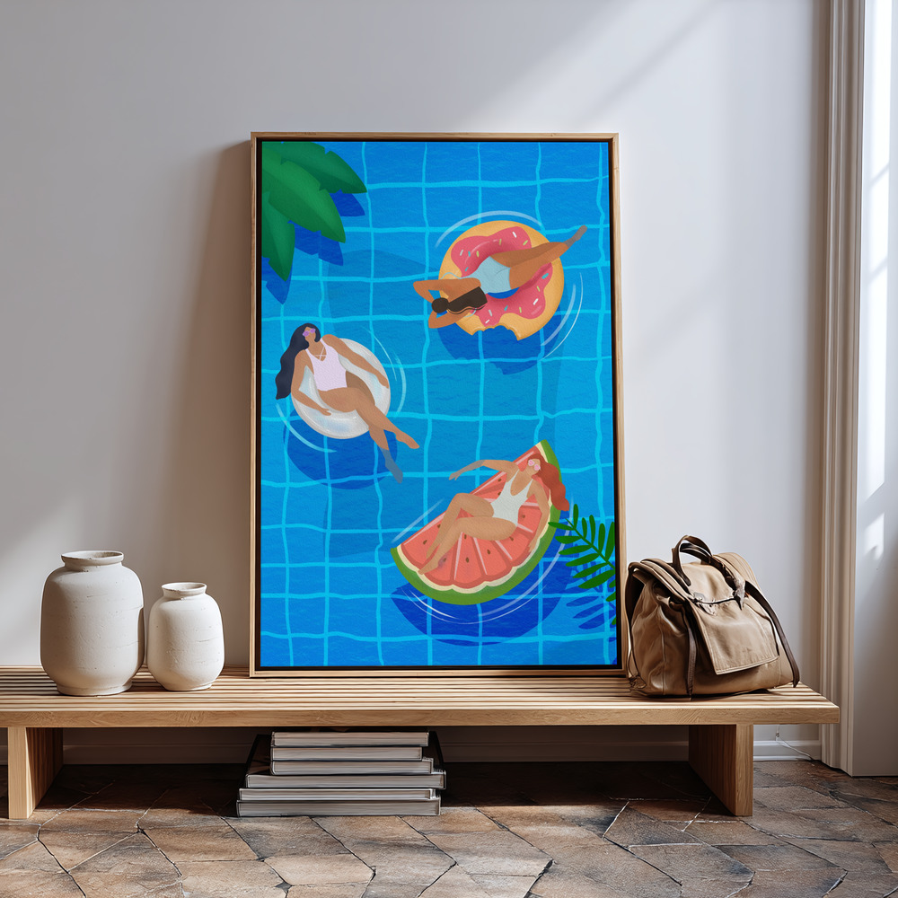 Canvas schilderi - Pool Ladies bij de ingang