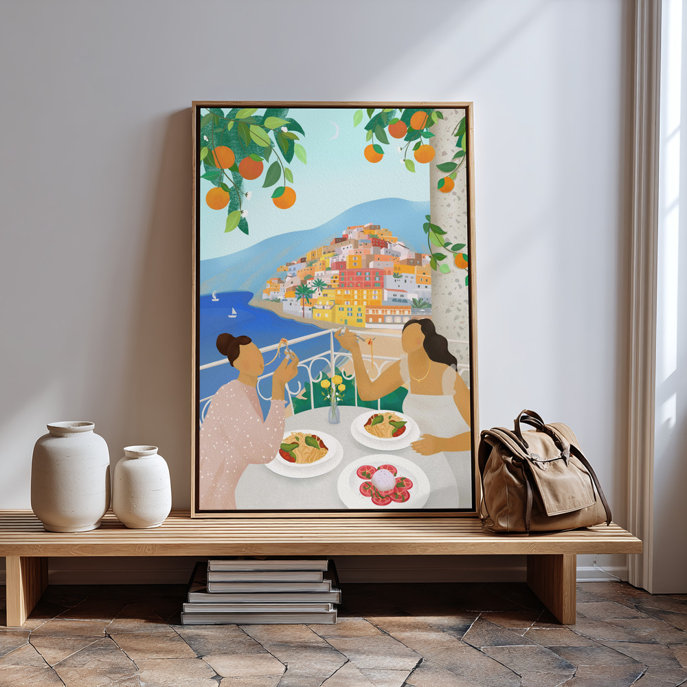 Lærred - Girls in Positano in guest room