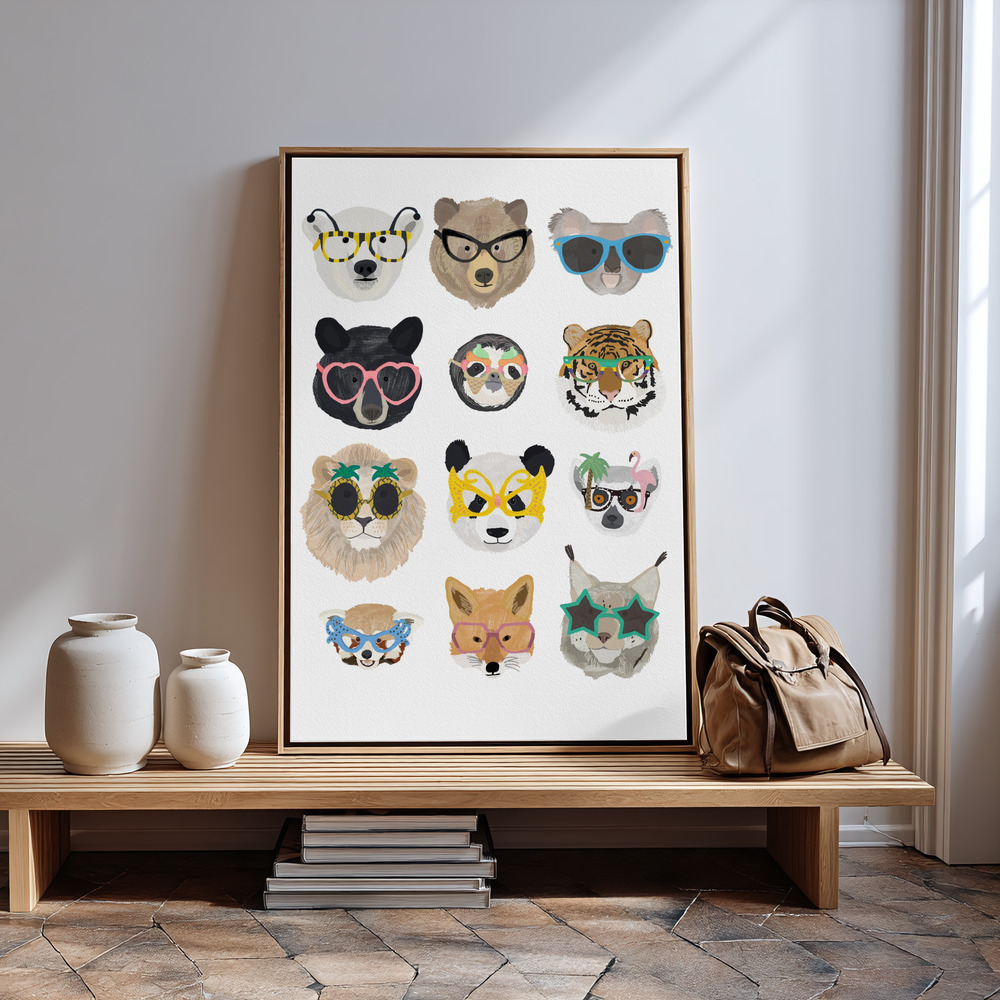 Lienzo - Big Cats in glasses print junto a la entrada