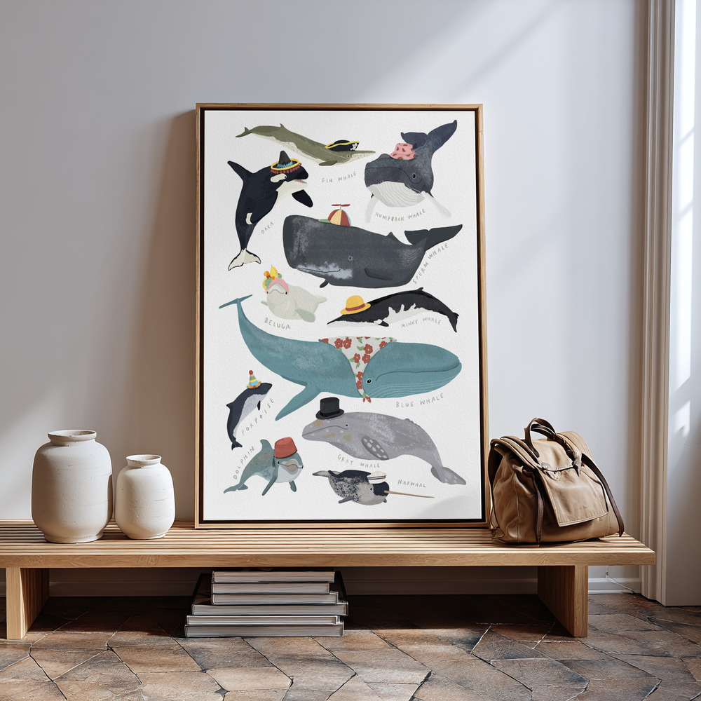 Canvas print - Whales In Hats in guest room