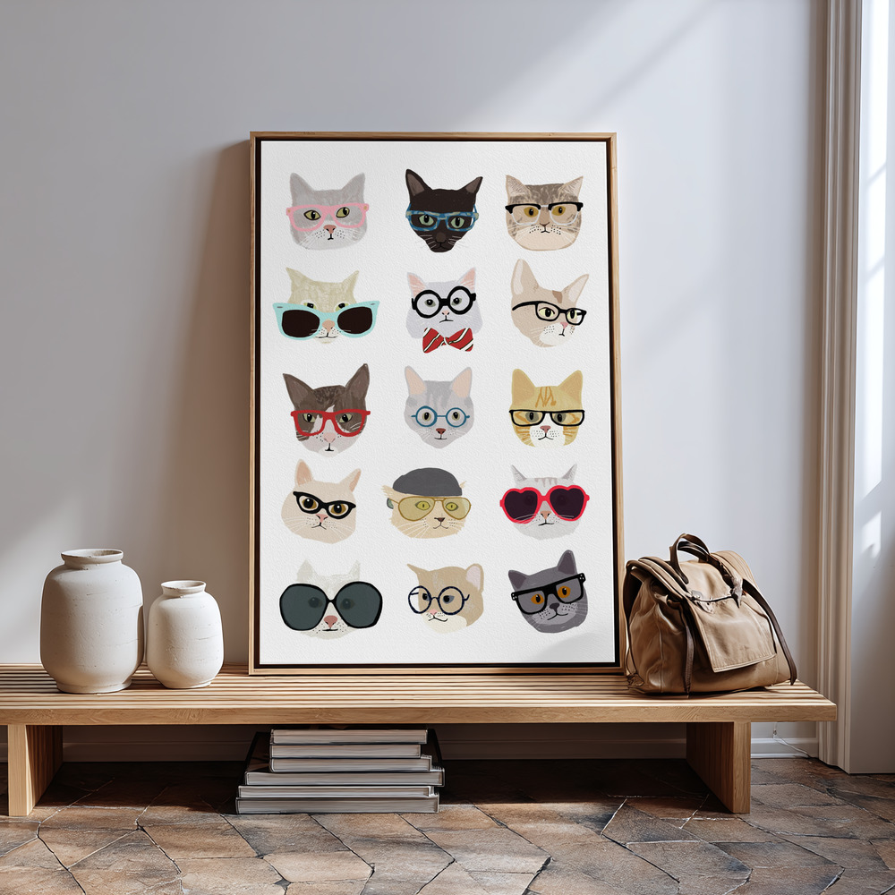 Canvas print - Cats With Glasses in guest room