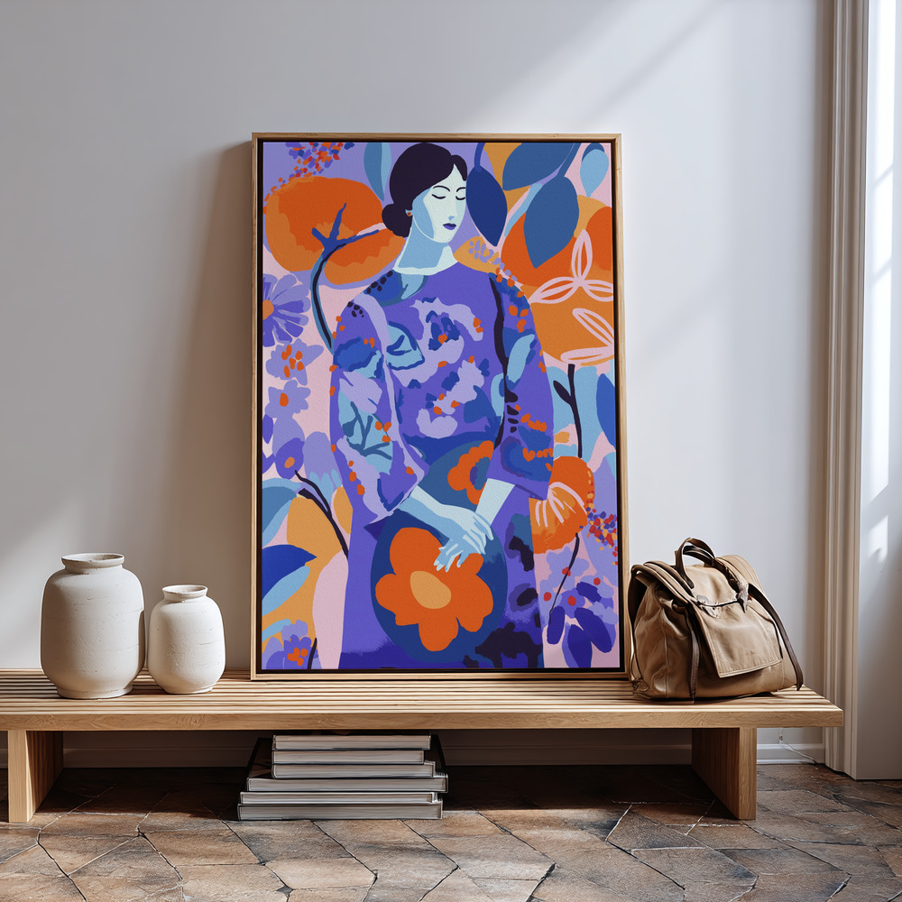 Canvas print - Woman In Flower Garden by the entrance