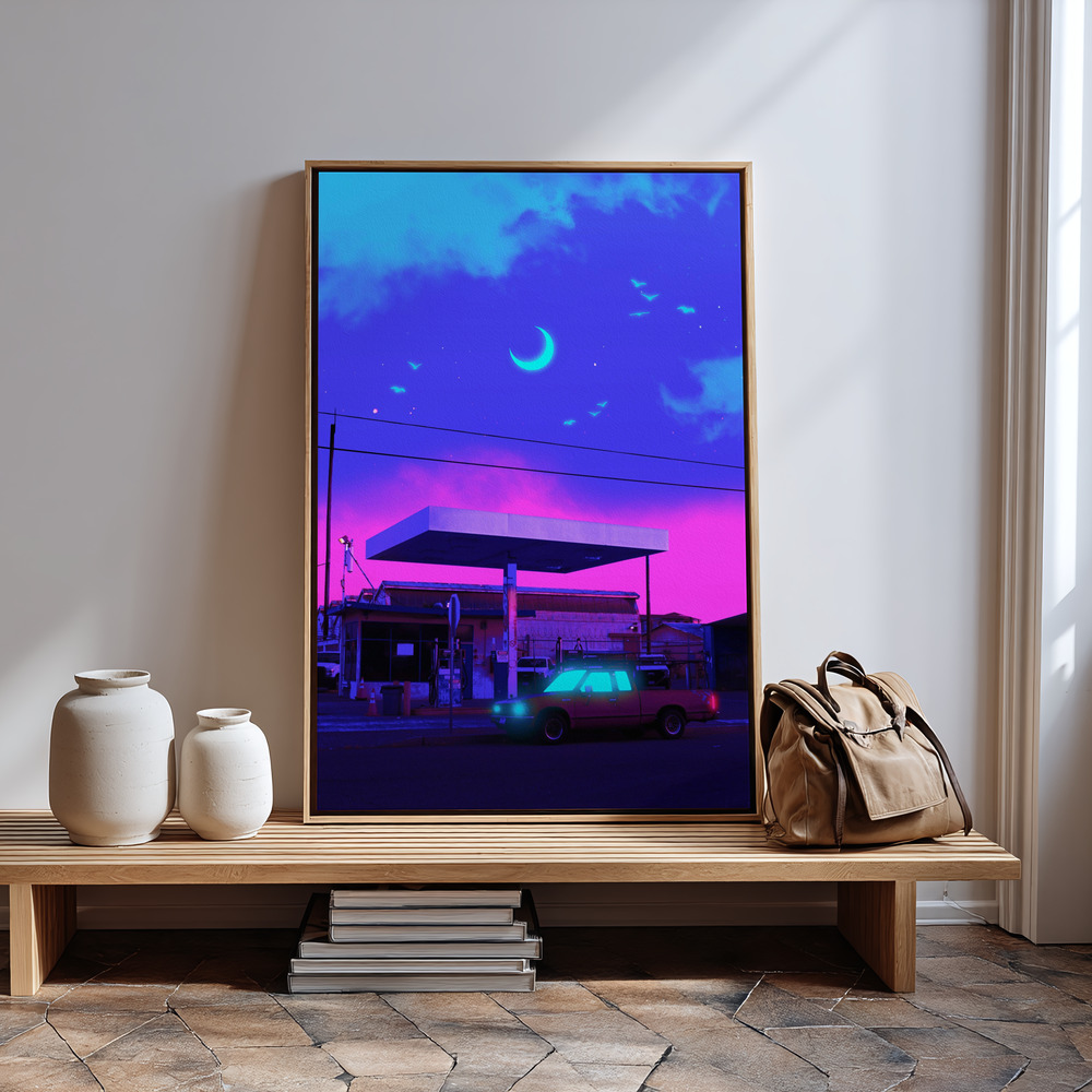 Canvas print - Neon Night in guest room