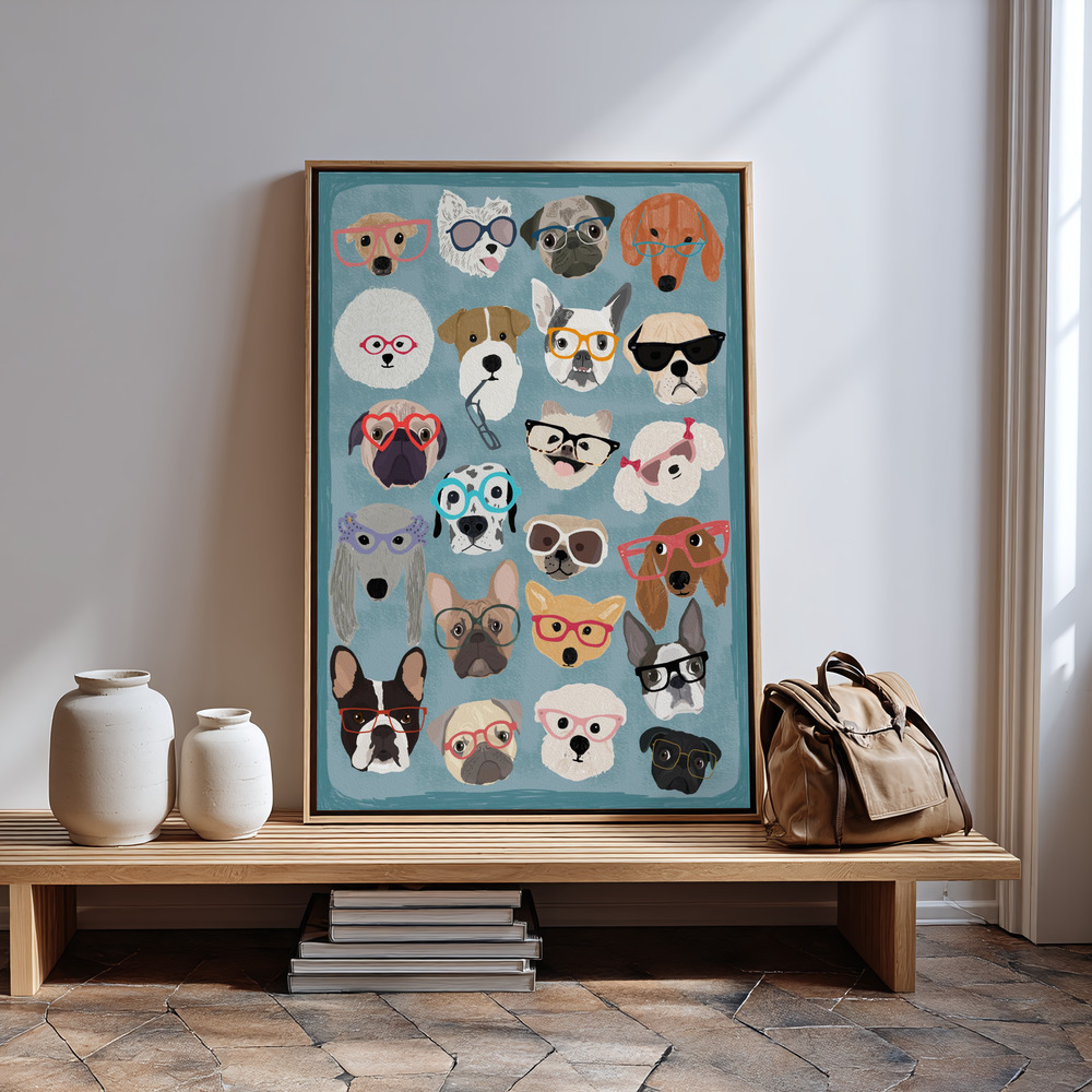 Canvas print - Puzzle Dogs In Glasses in guest room