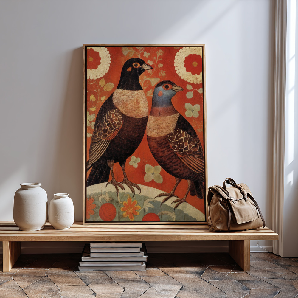 Canvas print - Nostalgic Birds in guest room