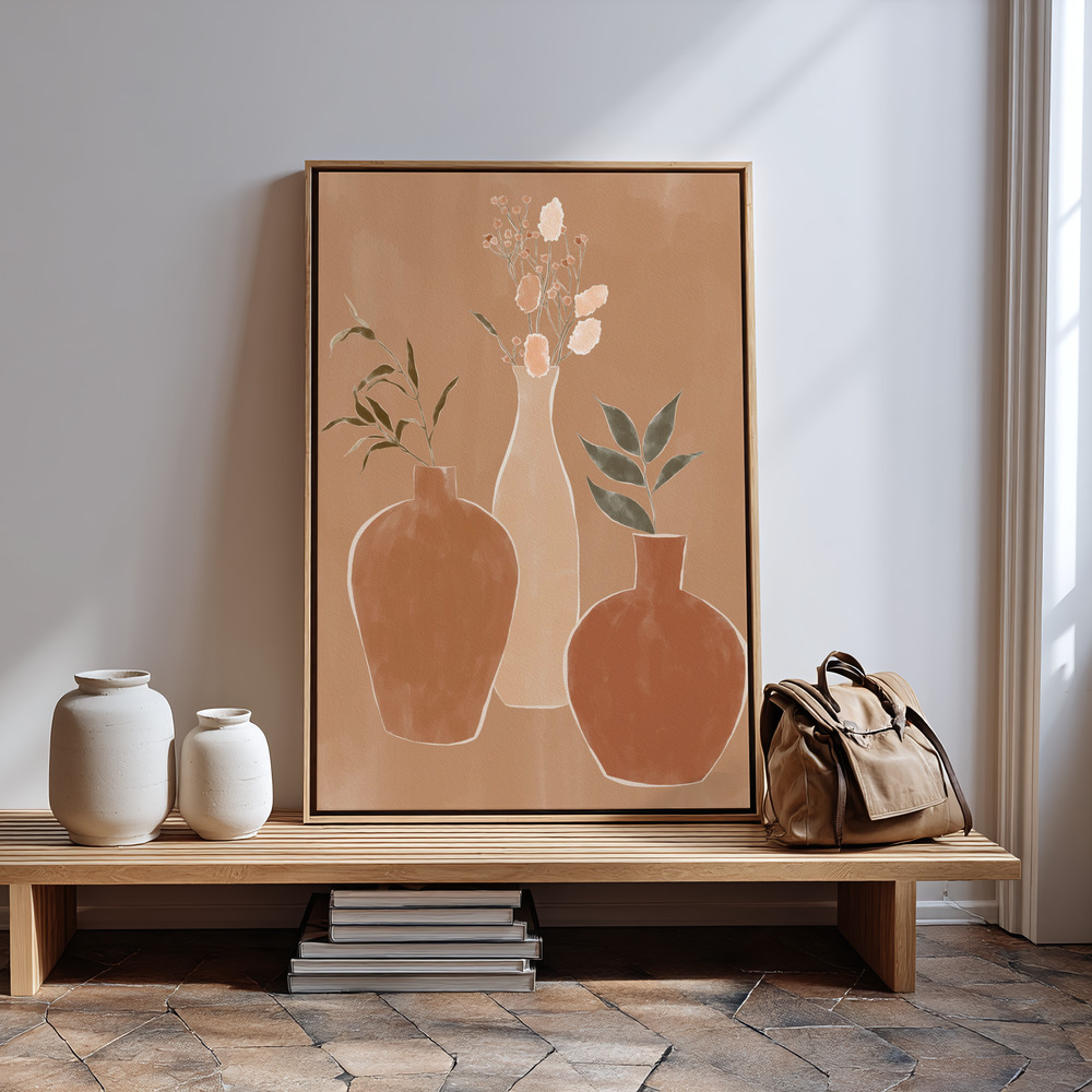 Canvas schilderi - Set of Flower Vases in guest room