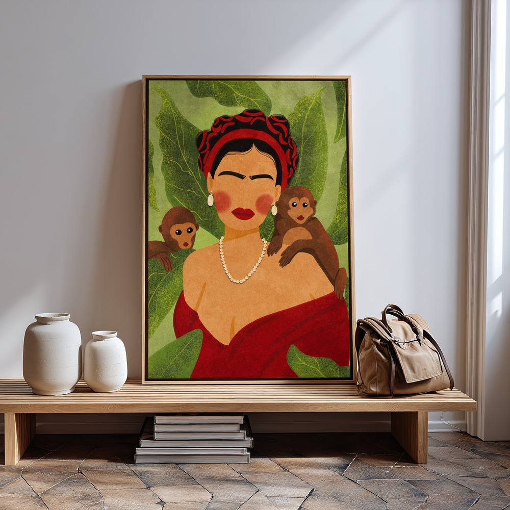 Canvas print - Frida and Monkeys by the entrance