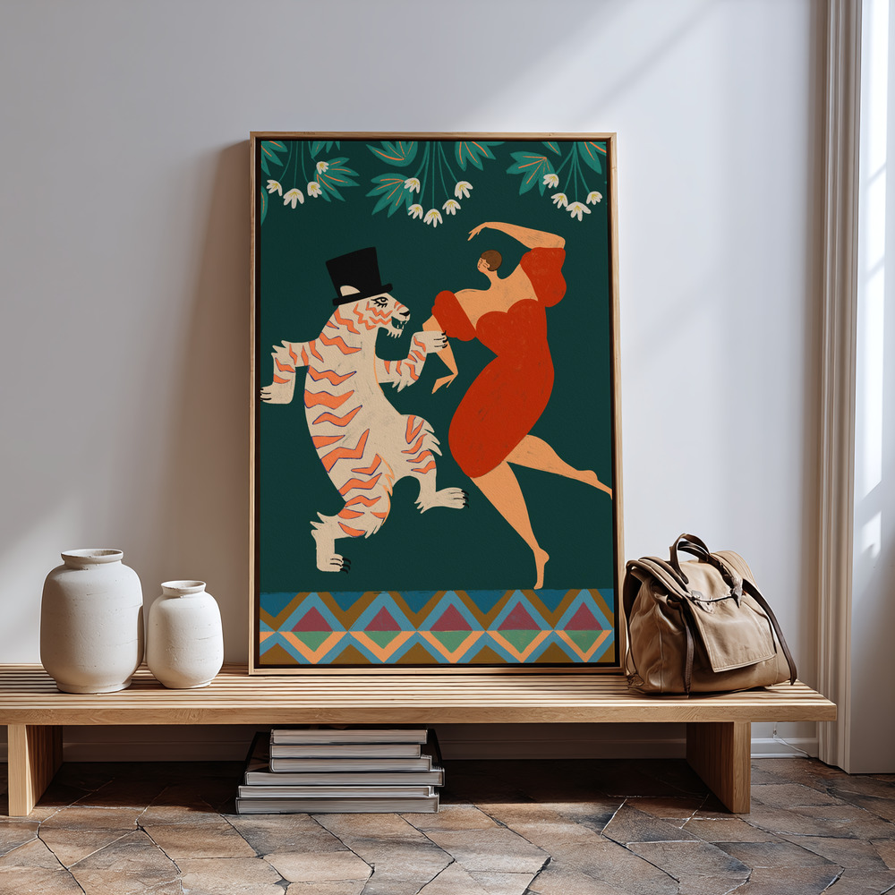 Leinwandbild - A Date With a Wild Cat in guest room