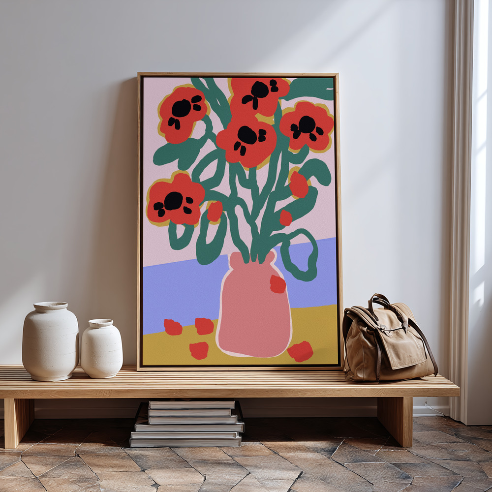 Canvas print - Poppy In Pink Vase by the entrance