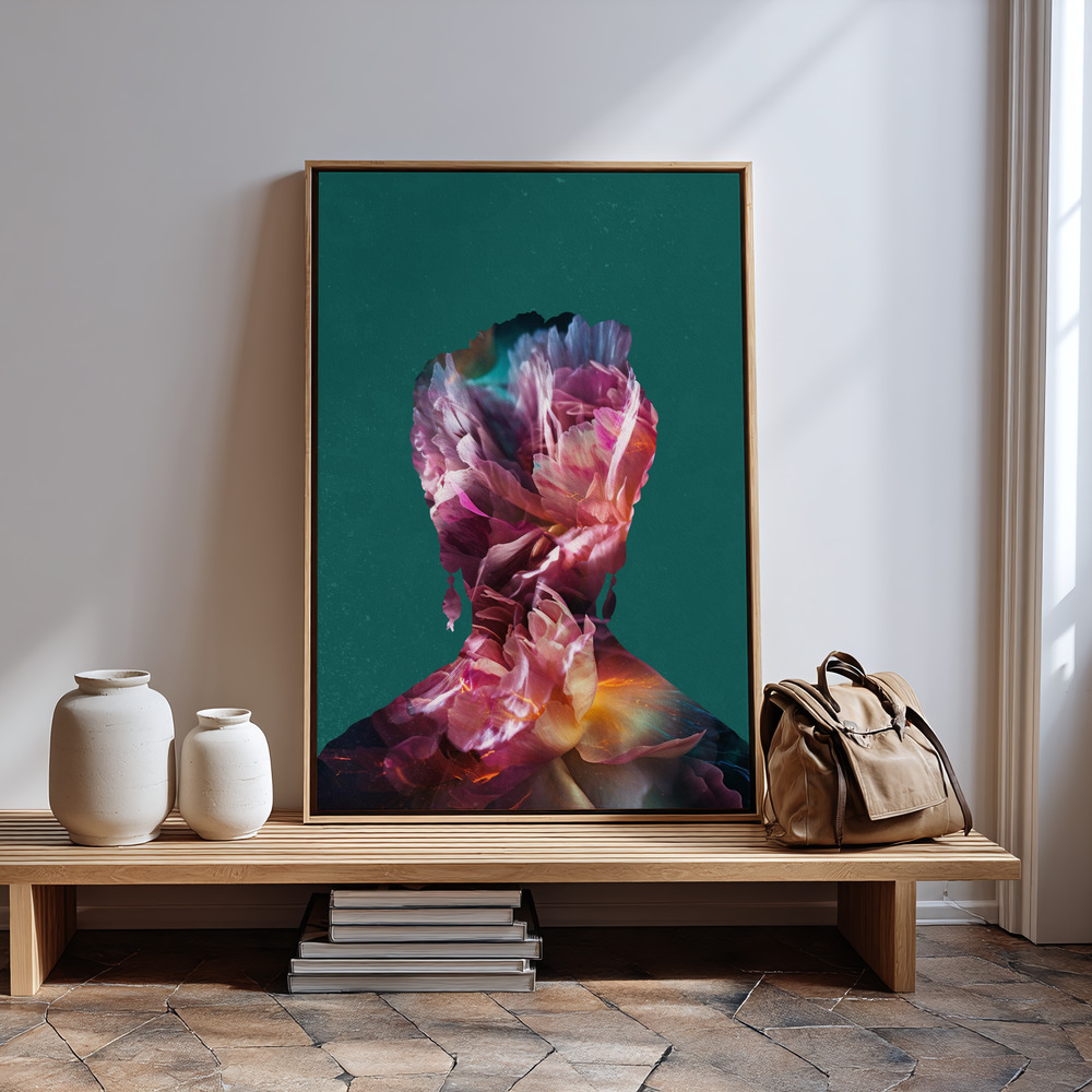 Canvas print - Frida floral silhouette portrait by the entrance