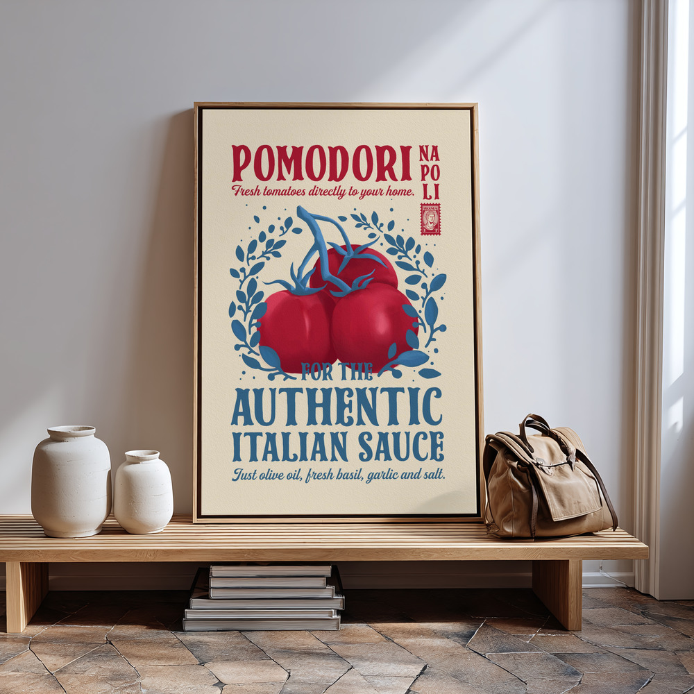 Canvas schilderi - Pomodori Kitchen print bij de ingang
