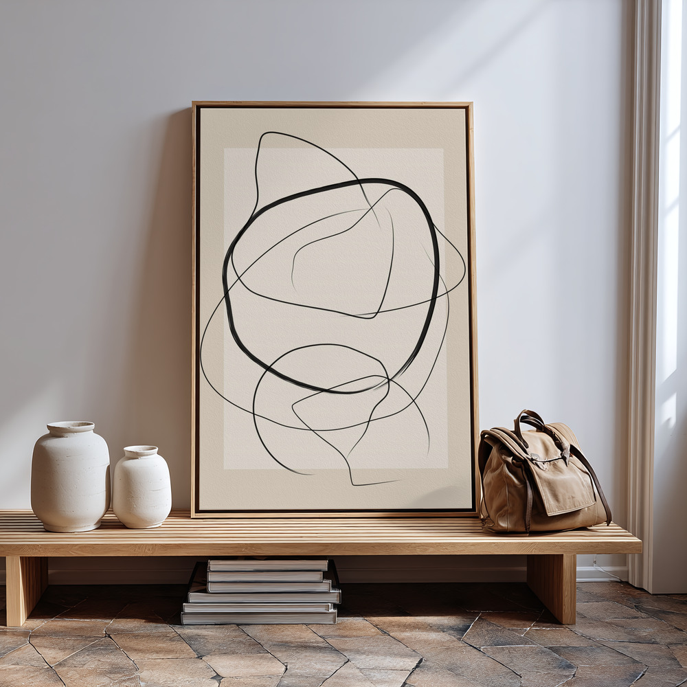 Canvas print - Soft Abstract Lines Art in guest room