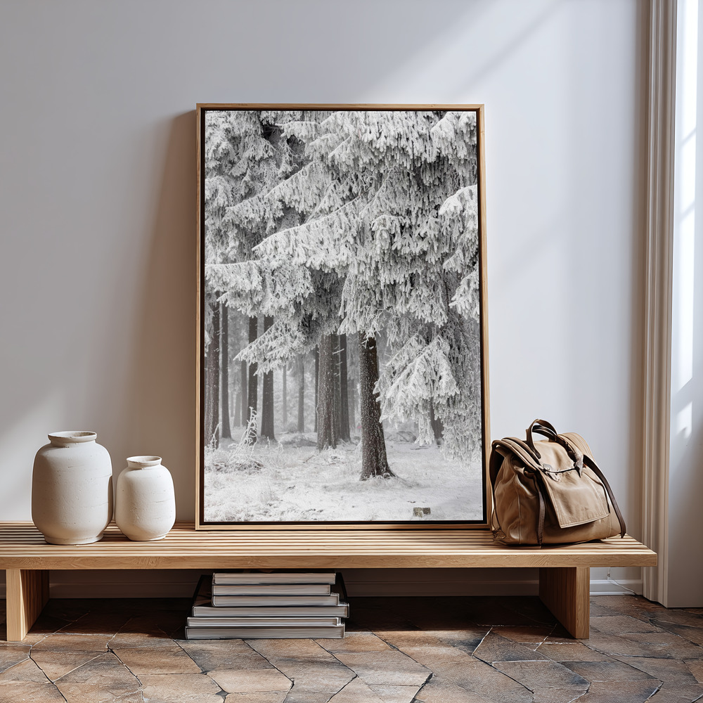 Canvas schilderi - Winter Forest 2 bij de ingang