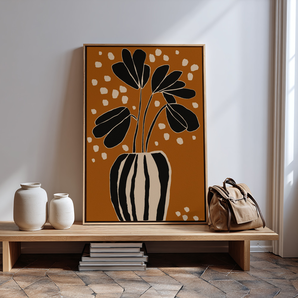Canvas print - Ochre Still Life No 4 in guest room