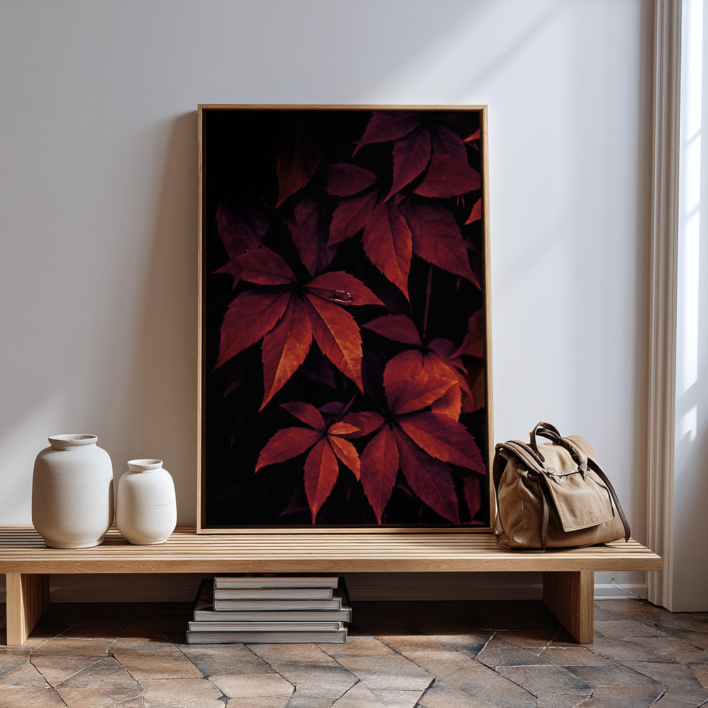 Canvastavla Dark Leaves 7X - Tavla in guest room