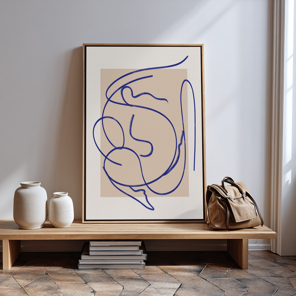 Canvastavla Abstract Blue Line Art 3 - Tavla in guest room
