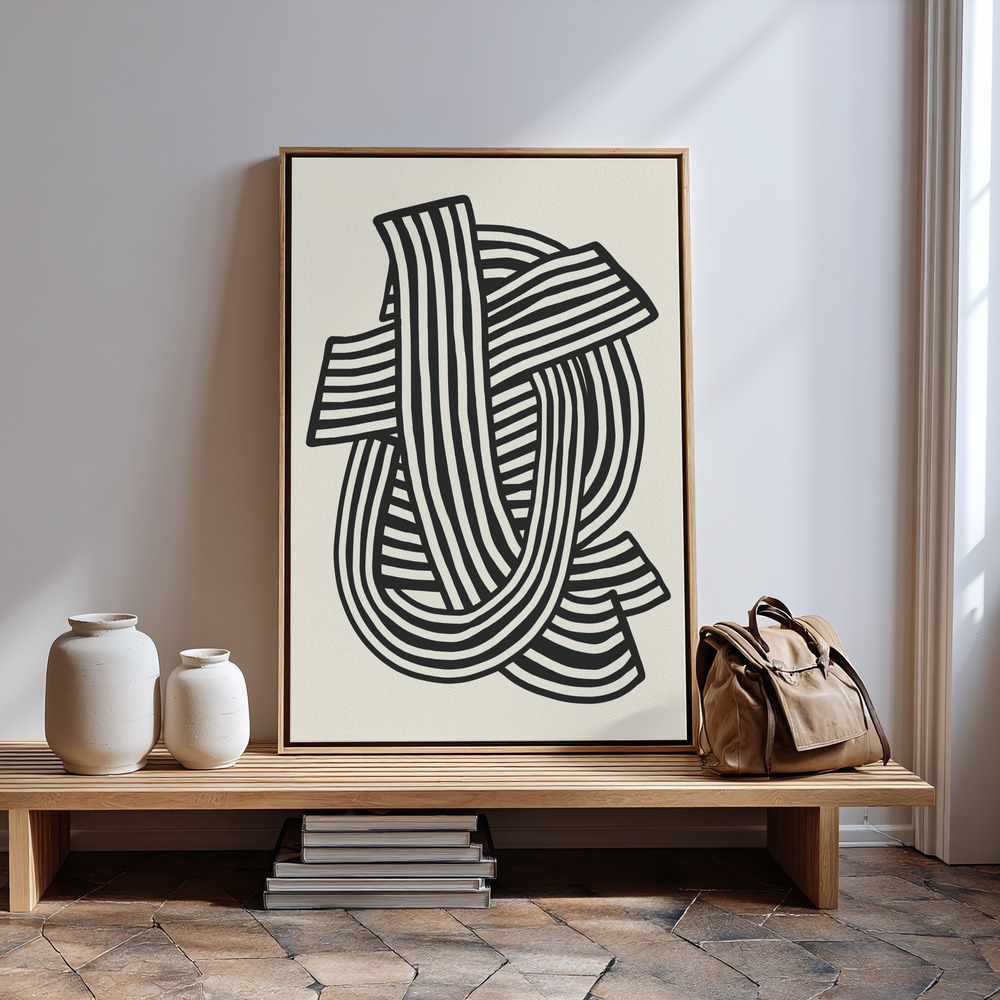 Canvas schilderi - Striped Abstract In Black bij de ingang