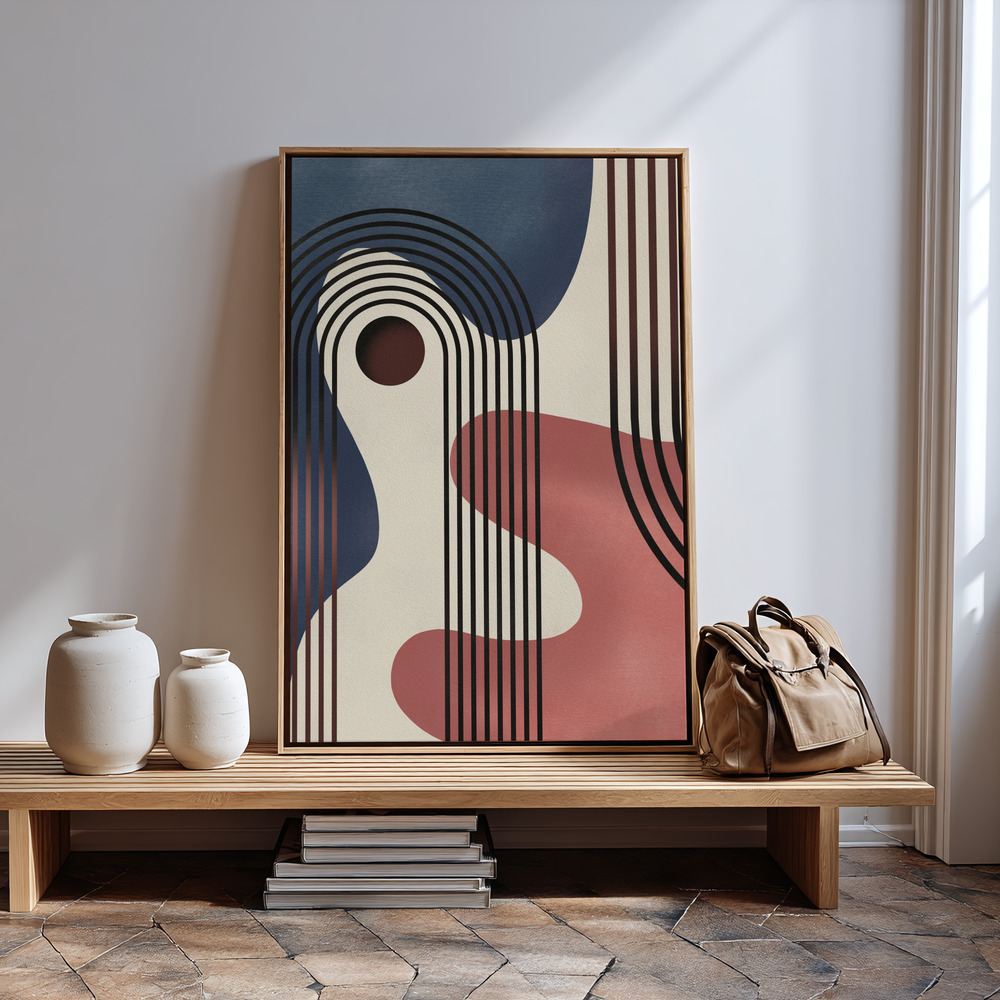 Canvas schilderi - Mid Century Abstract Painting bij de ingang